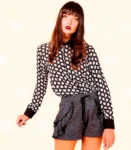 Camisa Estampada P/B Detalhe 8 Botões