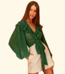 Blusa Georgete Decote C/ Babados