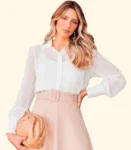 Camisa MG Longa Chiffon C/ POAS