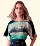 Top Cropped Kafta Estampado