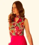 Regata Estampada Gola Babado