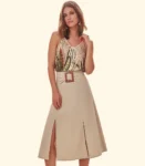 Saia Midi com Fivela Madeira