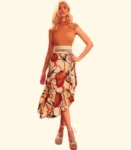 Saia Midi Estampada Corte Assimetrico