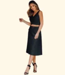 Saia Midi Linho Fivela