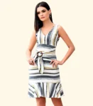 Vestido Listras Amarração c/ Argola