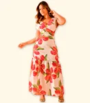 Vestido Longo Estampado Franzido C/ Fivela