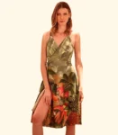 Vestido Midi Barrado Alça Resina